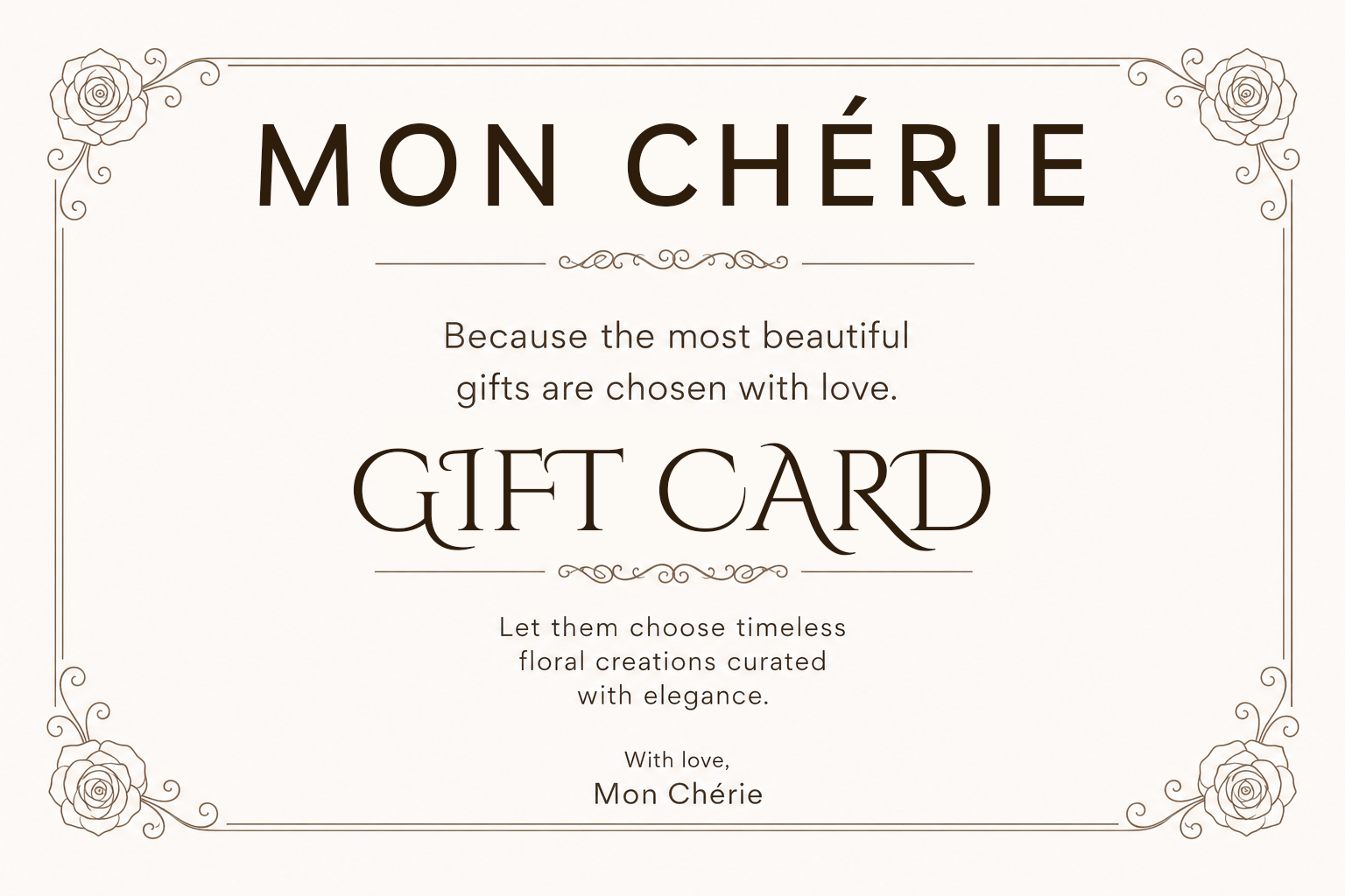 Mon Cherie Gift Card